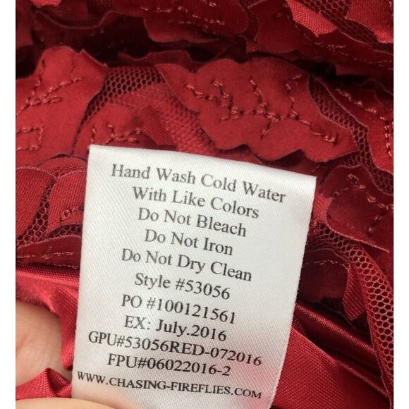 Chasing Fireflies Red Leaf Applique Sleeveless Party Dress Girls 6 Flower Girl - Picture 6 of 9